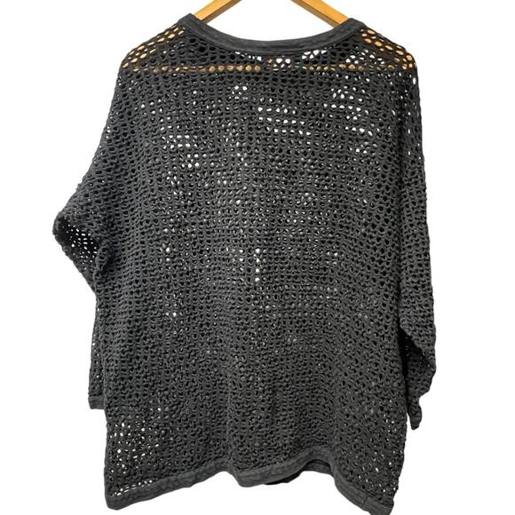 Vintage 80s 90s Cutting Edge Black Open Knit Sweater See Through Top Size Medium - Picture 2 of 4